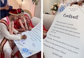 Cô dâu và chú rể lập hợp đồng hôn nhân bất thường trước đám cưới