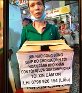 Người phụ nữ đi xin tiền đã chuộc được con ở Campuchia