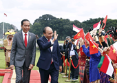 Tổng thống Indonesia chủ trì lễ đón Chủ tịch nước Nguyễn Xuân Phúc
