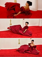 Người đẹp ngã đau trên thảm đỏ Oscar vì mang giày quá cao